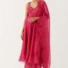Fuchsia Pink Dori And Sequins Embroidered Anarkali Set