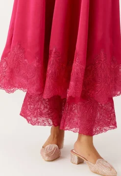 Fuchsia Pink Dori And Sequins Embroidered Anarkali Set