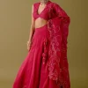Fuchsia Pink Embroidered Silk Satin Lehenga