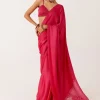 Fuchsia Pink Satin Organza Sari