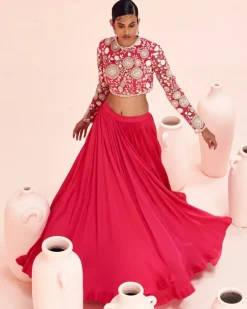 Fuchsia Retro Lehenga Set