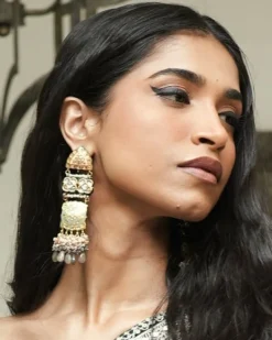 Garima Grey Meenakari Earrings