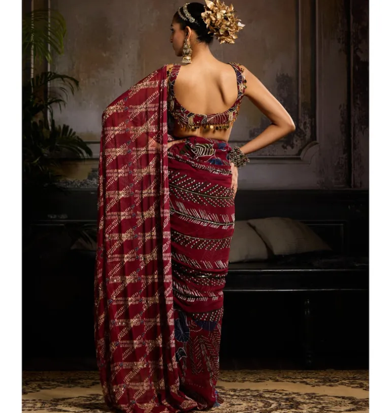 Garnet Glow Sari Set