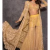 Gold Embroidered Jacket & Sharara Set
