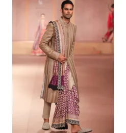Gold Embroidered Lace Sherwani Set