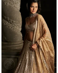Gold Mirror Work Lehenga Set