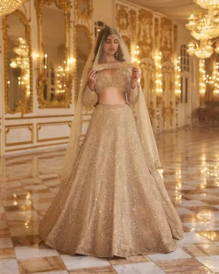 Gold Pearl Lehenga Set