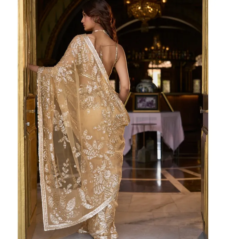 Gold Sequin Sari