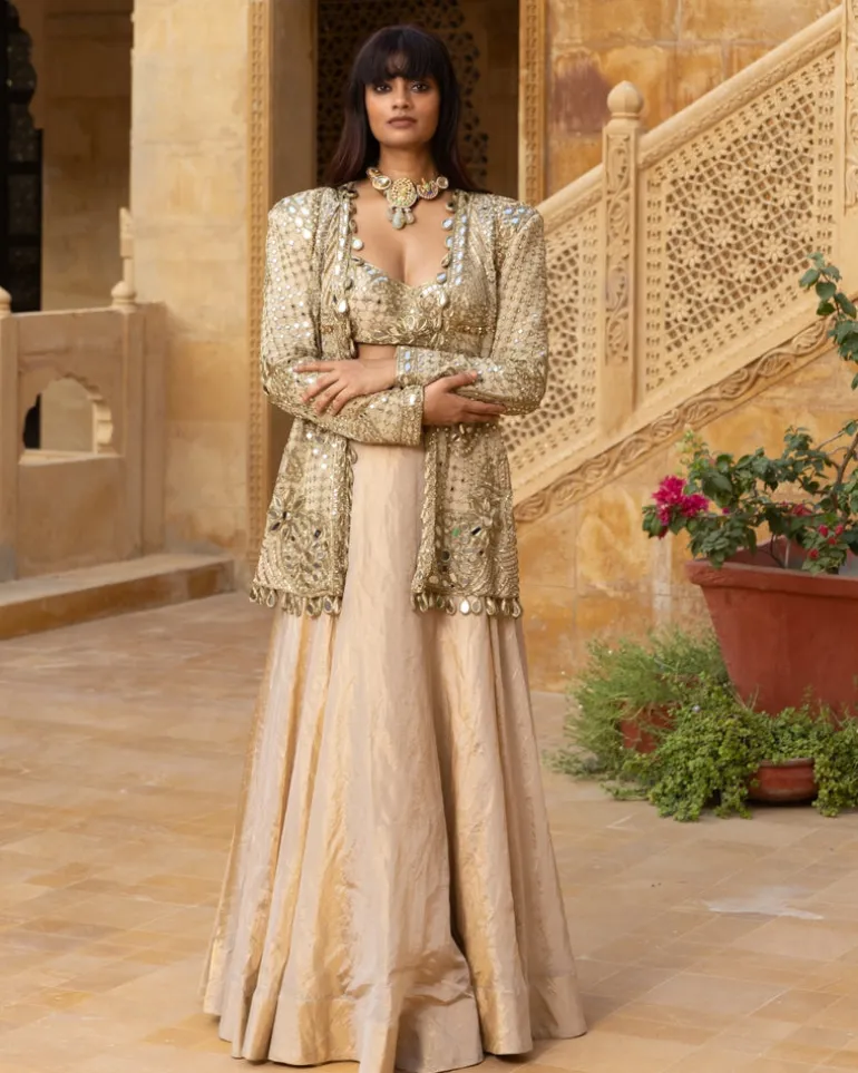 Gold Tissue Skirt Set