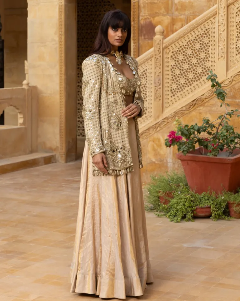 Gold Tissue Skirt Set