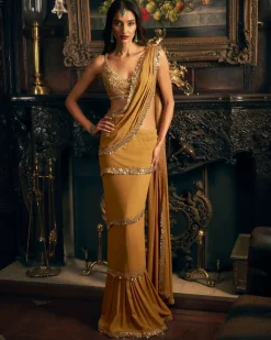Gold Wrap Around Sari Set