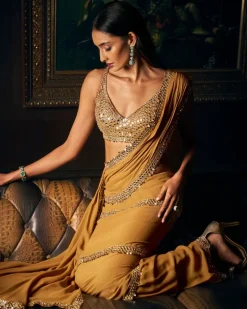 Gold Wrap Around Sari Set
