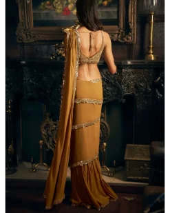 Gold Wrap Around Sari Set