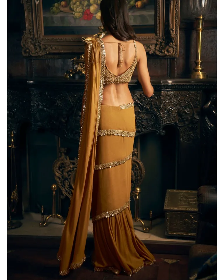 Gold Wrap Around Sari Set
