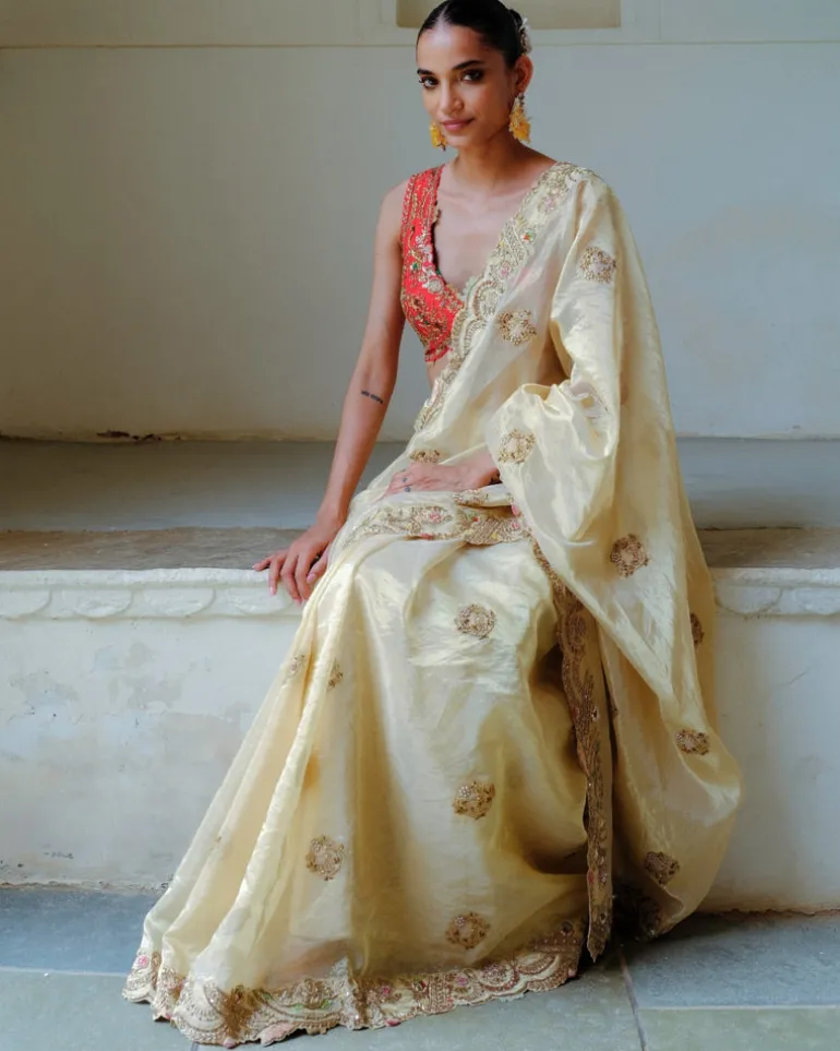 Gold Zari Sari Set