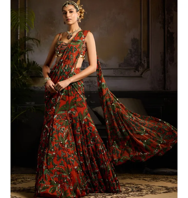 Golden Harvest Draped Sari Set
