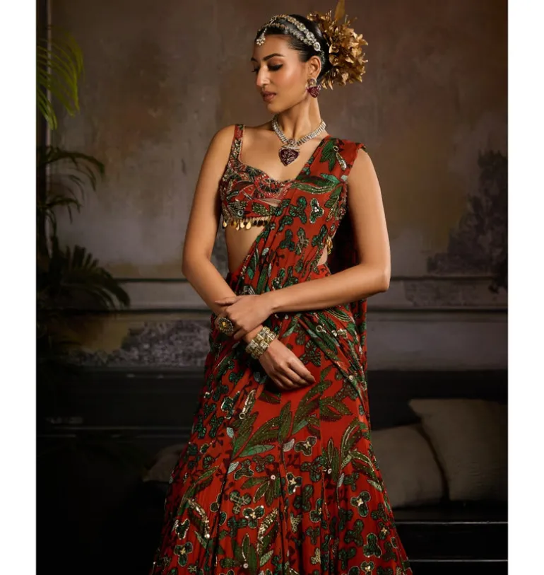 Golden Harvest Draped Sari Set