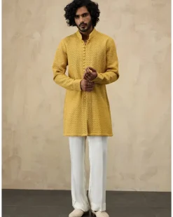 Golden Hour Jaal Luppi Button Kurta Set