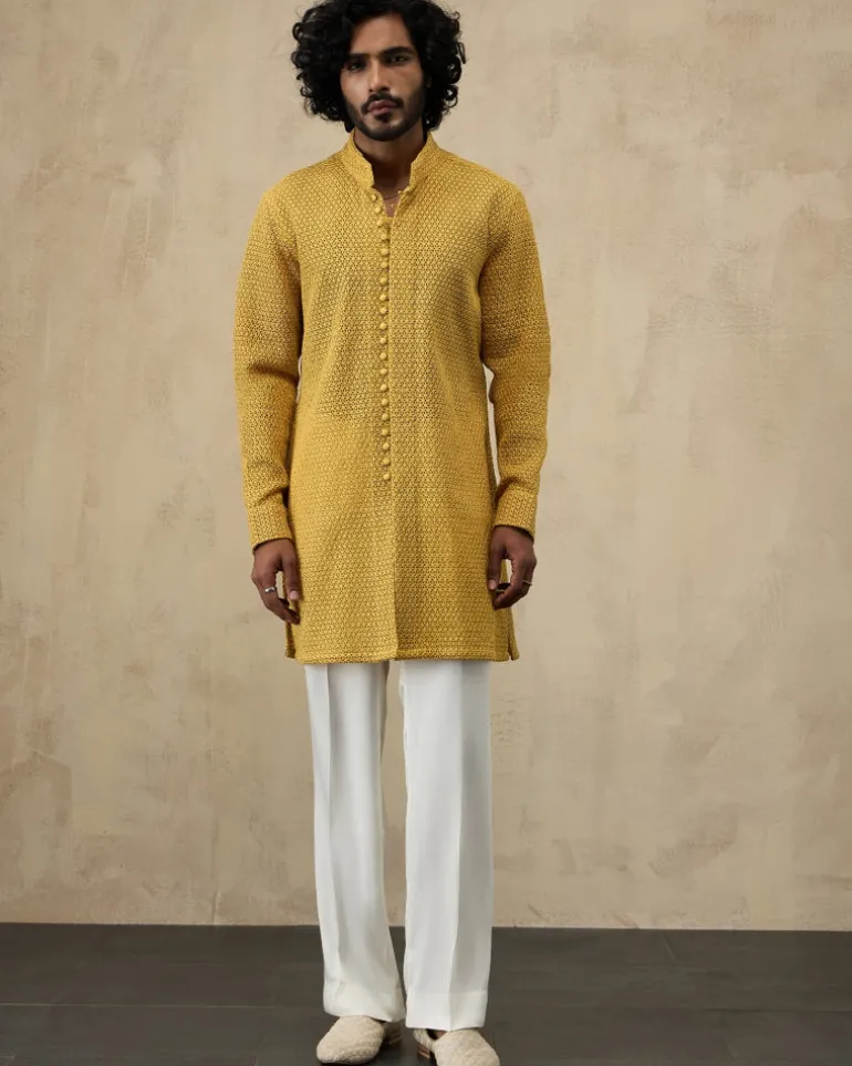 Golden Hour Jaal Luppi Button Kurta Set