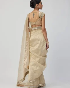 Golden Shimmer Organza Sari Set