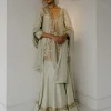 Gota & Dabka Front Open Kurta With Sharara
