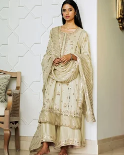 Gota And Mirror Work Banarasi Kurta