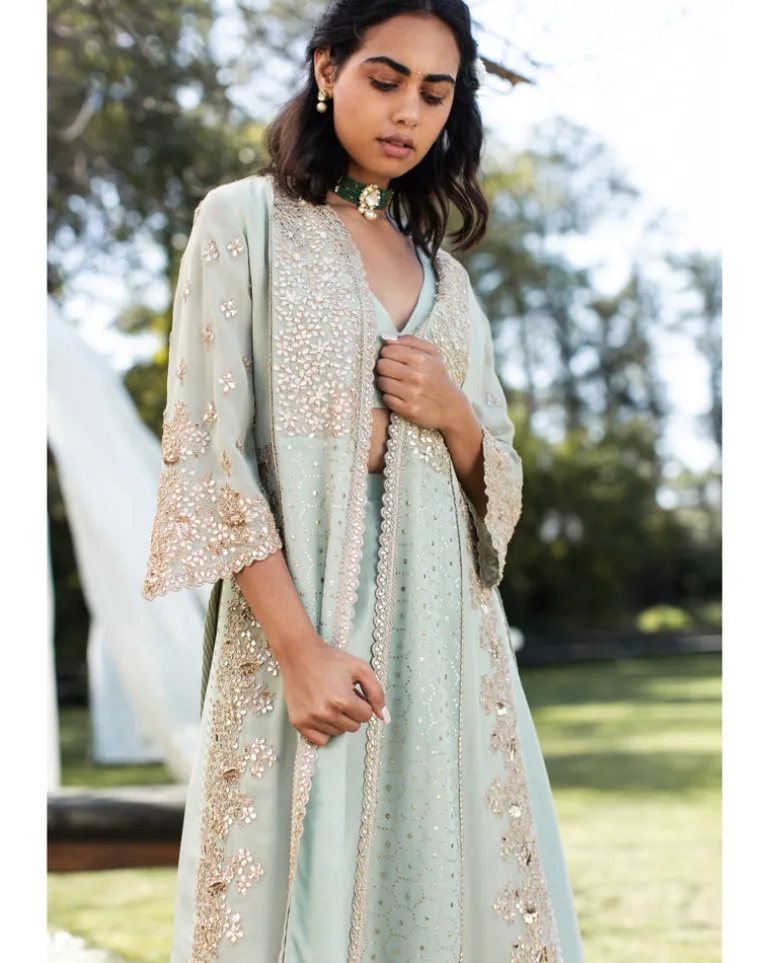 Gota Mukaish Jacket Set