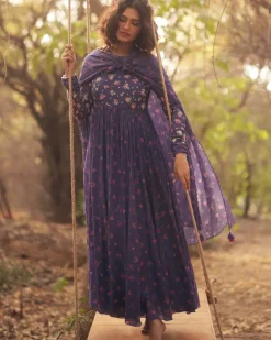 Grape Harlow Anarkali Set