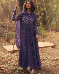 Grape Harlow Anarkali Set