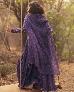 Grape Harlow Anarkali Set