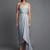 Gray Draped Sari With Bustier Set