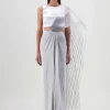 Gray Structured Pallu Sari Set