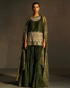 Green Embroidered Kurta & Sharara Set