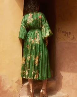 Green Floral Flowy Dress