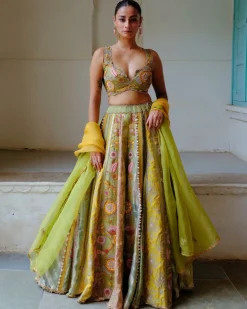 Green Floral Lehenga Set