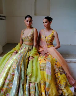 Green Floral Lehenga Set