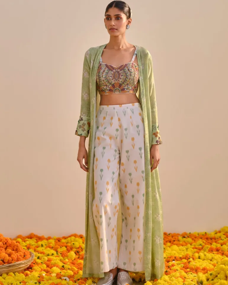 Green Floral Tulip Cape Set