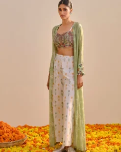 Green Floral Tulip Cape Set