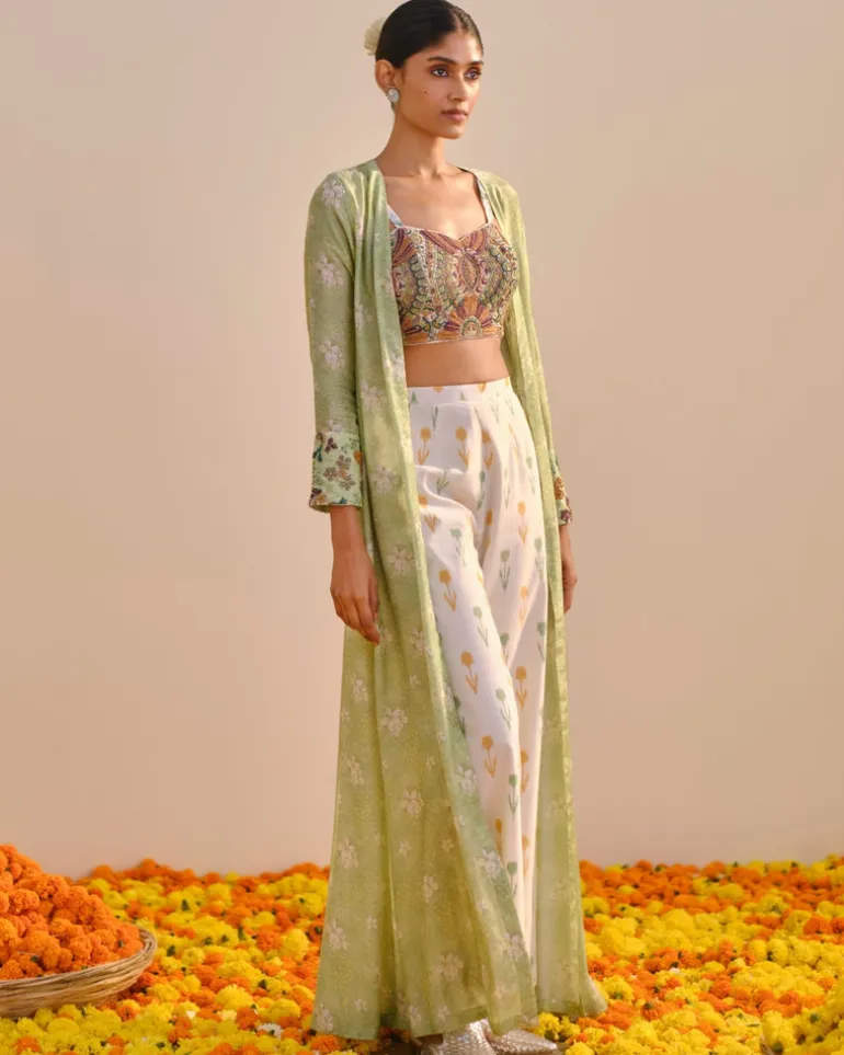 Green Floral Tulip Cape Set