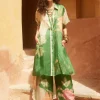Green Habutai Floral Kurta Set