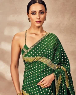 Green Palmscape Gota Sari Set