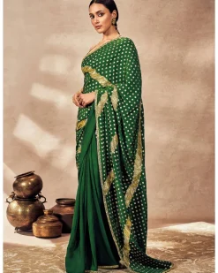 Green Palmscape Gota Sari Set