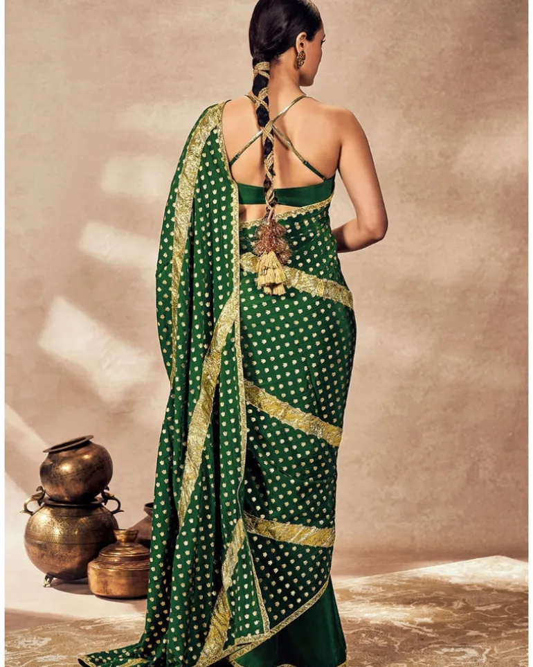 Green Palmscape Gota Sari Set