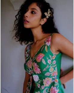 Green Peplum Sharara Set