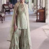Green Print Sharara Set
