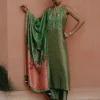 Green Printed Kurta With Ombre Dupatta Set