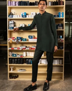 Green Sheher Kurta Pajama Set