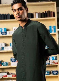 Green Sheher Kurta Pajama Set