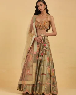 Green Silk Lehenga Set