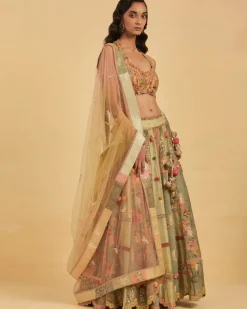 Green Silk Lehenga Set